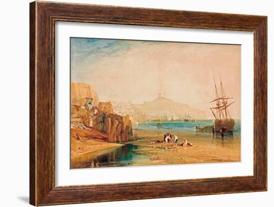 Vue De Scarborough Au Petit Matin, Enfants Chassant Les Crabes  Peinture De Joseph Mallord William-John William Waterhouse-Framed Giclee Print