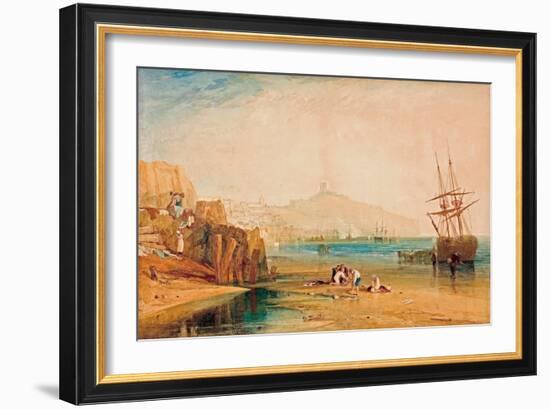 Vue De Scarborough Au Petit Matin, Enfants Chassant Les Crabes  Peinture De Joseph Mallord William-John William Waterhouse-Framed Giclee Print