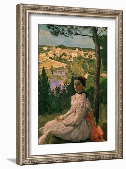 Vue De Village (View of Castelnau Village, France), 1868-Frederic Bazille-Framed Giclee Print