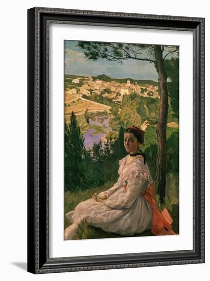 Vue De Village (View of Castelnau Village, France), 1868-Frederic Bazille-Framed Giclee Print