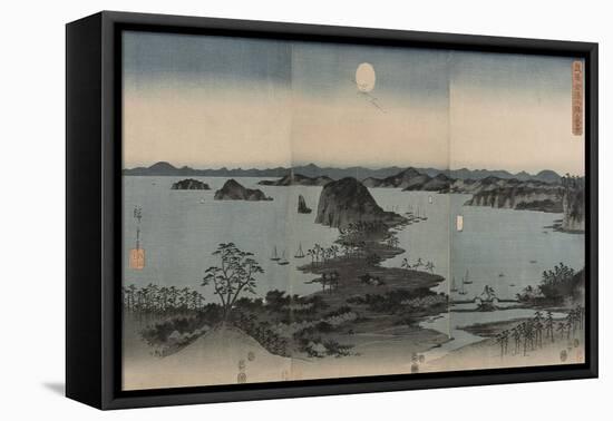 Vue des huit sites célèbres de Kanazawa le soir. Lune-Ando Hiroshige-Framed Premier Image Canvas