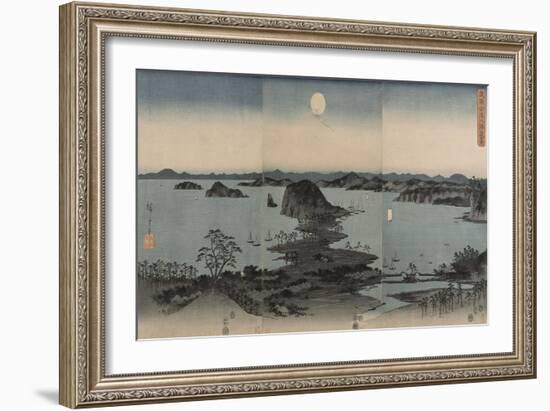 Vue des huit sites célèbres de Kanazawa le soir. Lune-Ando Hiroshige-Framed Giclee Print