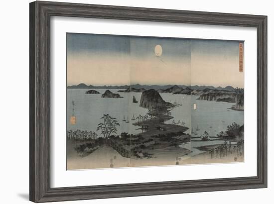 Vue des huit sites célèbres de Kanazawa le soir. Lune-Ando Hiroshige-Framed Giclee Print