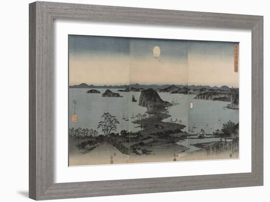 Vue des huit sites célèbres de Kanazawa le soir. Lune-Ando Hiroshige-Framed Giclee Print