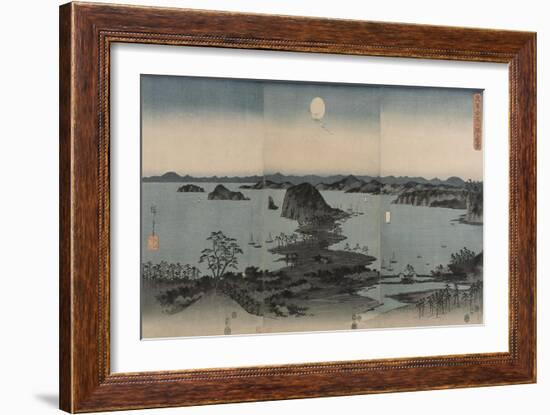 Vue des huit sites célèbres de Kanazawa le soir. Lune-Ando Hiroshige-Framed Giclee Print