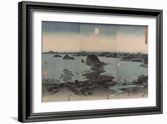 Vue des huit sites célèbres de Kanazawa le soir. Lune-Ando Hiroshige-Framed Giclee Print