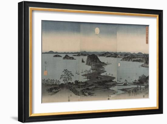 Vue des huit sites célèbres de Kanazawa le soir. Lune-Ando Hiroshige-Framed Giclee Print