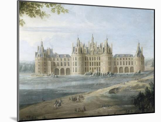 Vue du château de Chambord vers 1722 - au premier plan, le duc d'Orléans, Régent, donnant ses-Pierre Denis Martin-Mounted Giclee Print