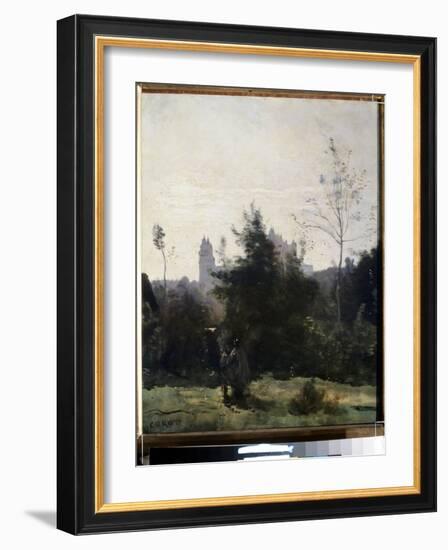 Vue Du Chateau De Pierrefonds Dans L'oise  Peinture De Camille Corot (1796-1875) 1860 Environ Muse-Jean Baptiste Camille Corot-Framed Giclee Print