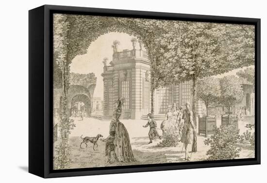 Vue du château de Trianon prise dans le jardin français-Louis Nicolas de Lespinasse-Framed Premier Image Canvas