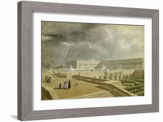 Vue du château de Versailles et de l'Orangerie depuis les Cent Marches sous Louis-Philippe-null-Framed Giclee Print