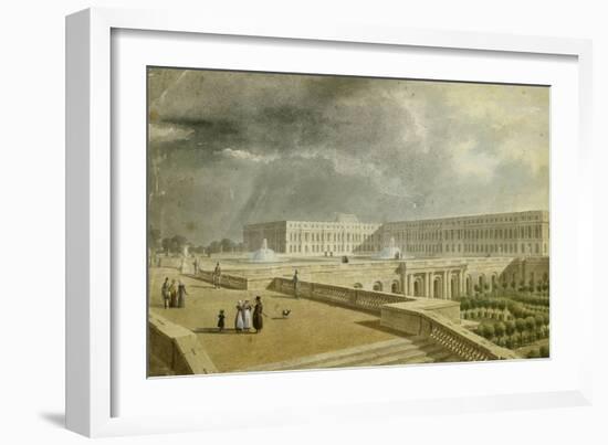 Vue du château de Versailles et de l'Orangerie depuis les Cent Marches sous Louis-Philippe-null-Framed Giclee Print