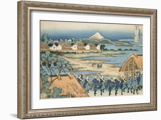 Vue du Senju : défilé de Daimyo-Katsushika Hokusai-Framed Giclee Print