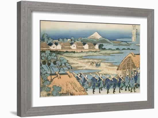 Vue du Senju : défilé de Daimyo-Katsushika Hokusai-Framed Giclee Print