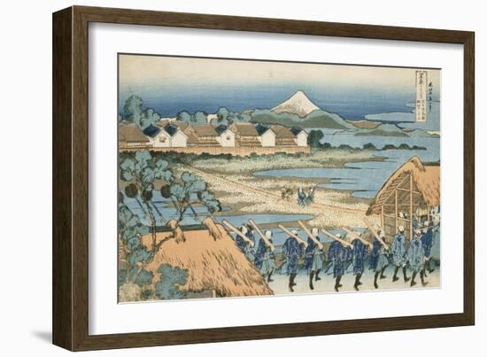 Vue du Senju : défilé de Daimyo-Katsushika Hokusai-Framed Giclee Print