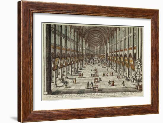 Vue et perspective du dedans de l'eglise Cathedrale de Notre-Dame de Paris-Antoine Aveline-Framed Giclee Print