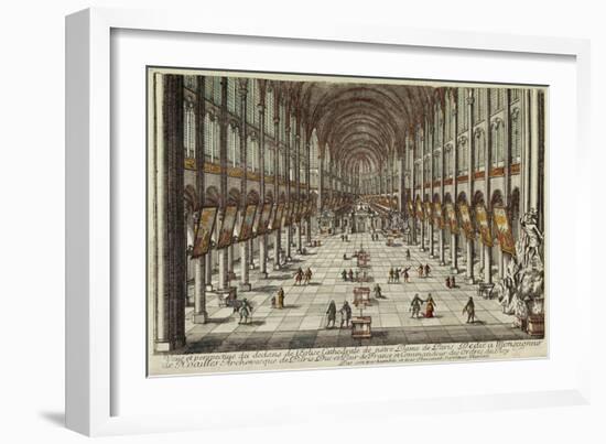 Vue et perspective du dedans de l'eglise Cathedrale de Notre-Dame de Paris-Antoine Aveline-Framed Giclee Print