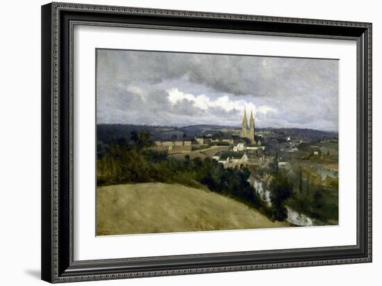 Vue générale de la ville de Saint-Lô-Jean-Baptiste-Camille Corot-Framed Giclee Print