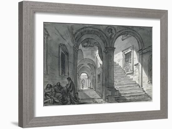 Vue intérieure du Capitole ; Cour du Palazzo Vecchio à Florence ; Vue intérieure du Colisée-Jacques-Louis David-Framed Giclee Print