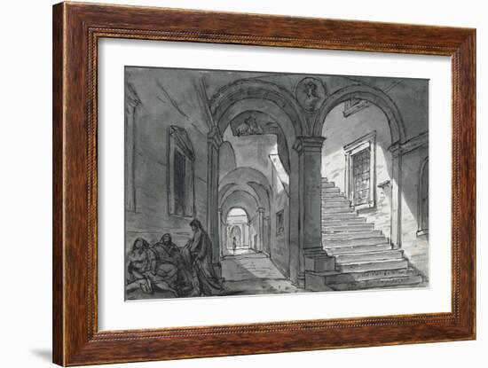 Vue intérieure du Capitole ; Cour du Palazzo Vecchio à Florence ; Vue intérieure du Colisée-Jacques-Louis David-Framed Giclee Print