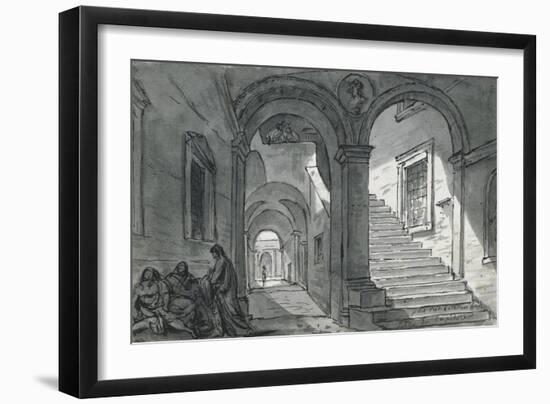 Vue intérieure du Capitole ; Cour du Palazzo Vecchio à Florence ; Vue intérieure du Colisée-Jacques-Louis David-Framed Giclee Print