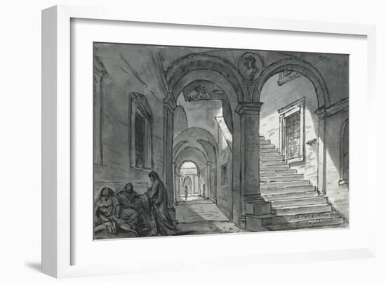 Vue intérieure du Capitole ; Cour du Palazzo Vecchio à Florence ; Vue intérieure du Colisée-Jacques-Louis David-Framed Giclee Print