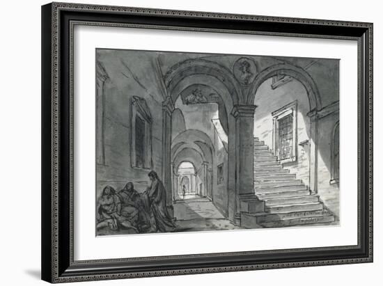 Vue intérieure du Capitole ; Cour du Palazzo Vecchio à Florence ; Vue intérieure du Colisée-Jacques-Louis David-Framed Giclee Print