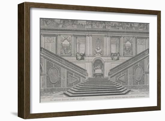 Vue intérieure du grand escalier de Versailles, opposé à l'entrée-Charles Le Brun-Framed Giclee Print