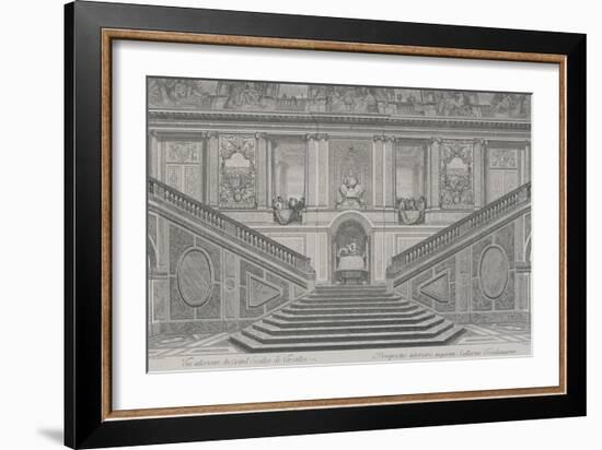 Vue intérieure du grand escalier de Versailles, opposé à l'entrée-Charles Le Brun-Framed Giclee Print
