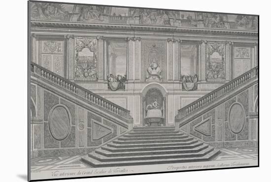 Vue intérieure du grand escalier de Versailles, opposé à l'entrée-Charles Le Brun-Mounted Giclee Print