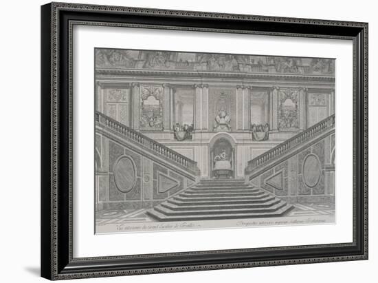 Vue intérieure du grand escalier de Versailles, opposé à l'entrée-Charles Le Brun-Framed Giclee Print