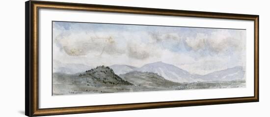 Vue panoramique d'une plaine avec des montagnes dans le lointain ; entre Brive et Souillac-Eugene Delacroix-Framed Giclee Print