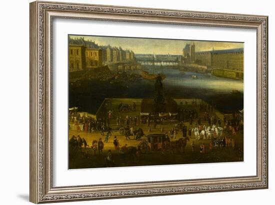 Vue perspective No.2 de la Seine de Paris sur le palais du Louvre, depuis le Pont Neuf vers 1666-null-Framed Giclee Print