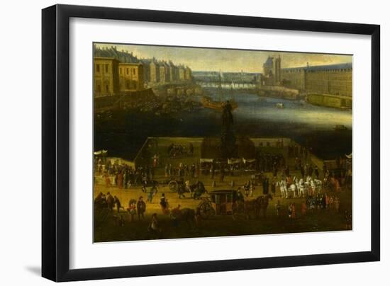 Vue perspective No.2 de la Seine de Paris sur le palais du Louvre, depuis le Pont Neuf vers 1666-null-Framed Giclee Print