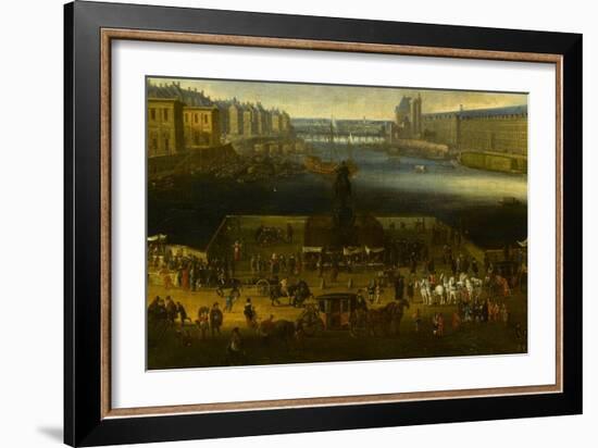 Vue perspective No.2 de la Seine de Paris sur le palais du Louvre, depuis le Pont Neuf vers 1666-null-Framed Giclee Print