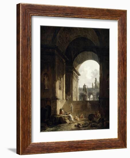 Vue pittoresque du Capitole-Hubert Robert-Framed Giclee Print