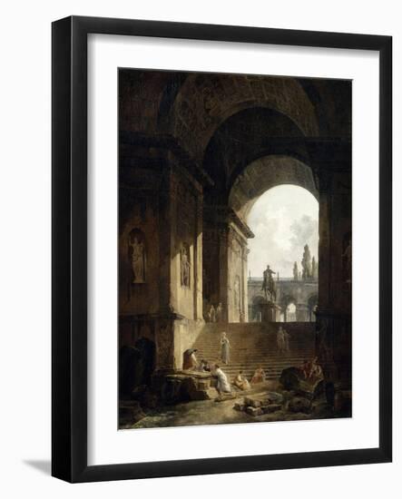 Vue pittoresque du Capitole-Hubert Robert-Framed Giclee Print