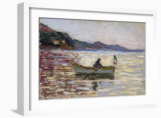 Vue Sur Rapallo Avec Bateau Sur La Mer  (Rapallo Boat on the Sea) Peinture De Vassily Kandinsky (O-Franz Marc-Framed Giclee Print