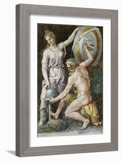 Vulcan Forging Armour For Achilles-Giulio Romano-Framed Giclee Print