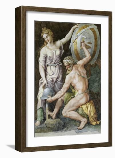 Vulcan Forging Armour For Achilles-Giulio Romano-Framed Giclee Print