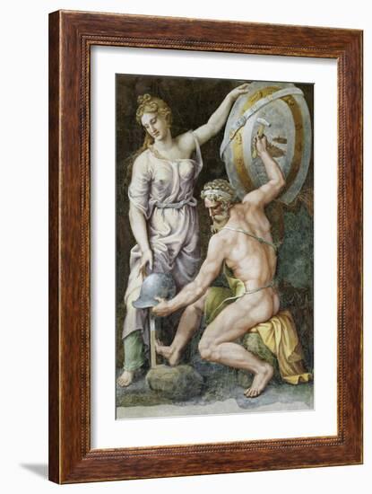 Vulcan Forging Armour For Achilles-Giulio Romano-Framed Giclee Print