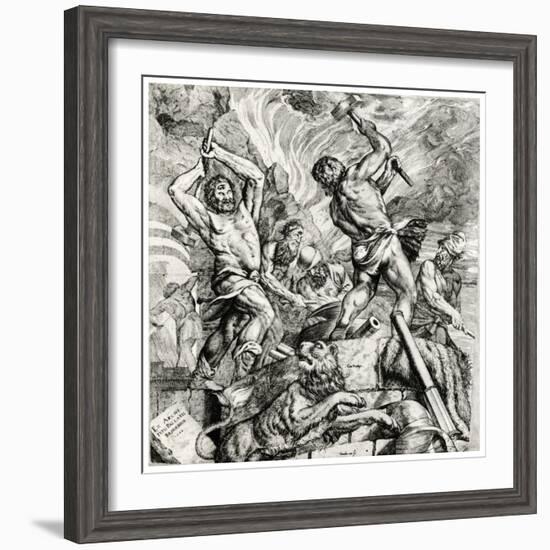 Vulcan's Forge, 16th Century-Cornelis Cort-Framed Giclee Print