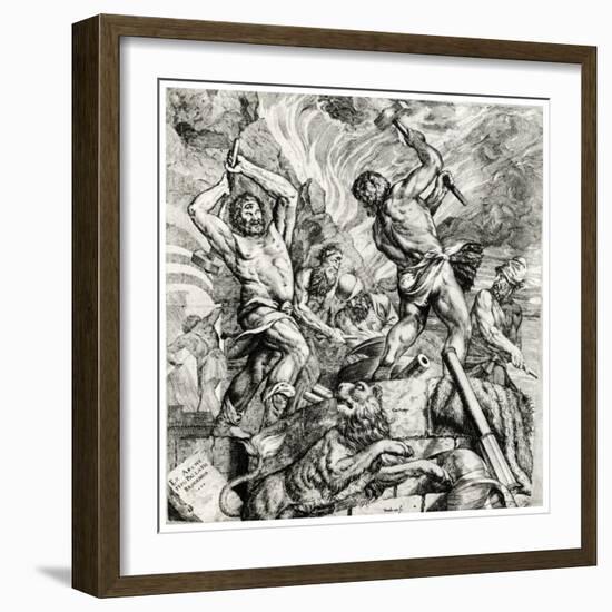 Vulcan's Forge, 16th Century-Cornelis Cort-Framed Giclee Print