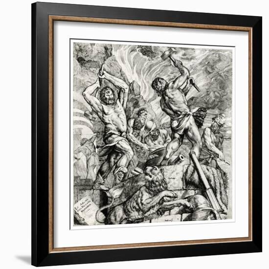 Vulcan's Forge, 16th Century-Cornelis Cort-Framed Giclee Print