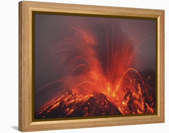 Vulcanian Eruption with Glowing Lava Bombs on Sakurajima Volcano, Japan-Stocktrek Images-Framed Premier Image Canvas