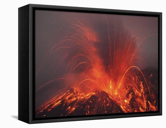 Vulcanian Eruption with Glowing Lava Bombs on Sakurajima Volcano, Japan-Stocktrek Images-Framed Premier Image Canvas