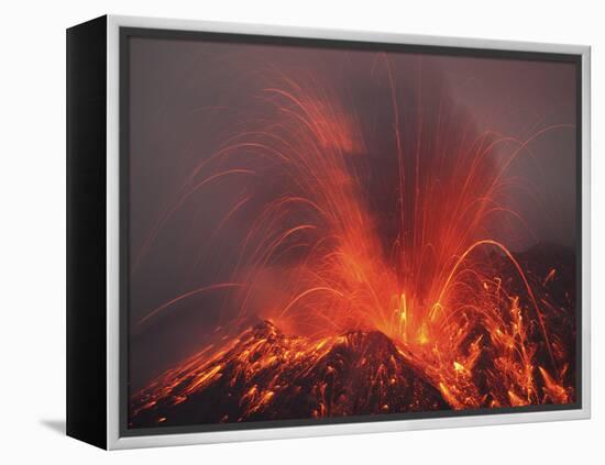 Vulcanian Eruption with Glowing Lava Bombs on Sakurajima Volcano, Japan-Stocktrek Images-Framed Premier Image Canvas