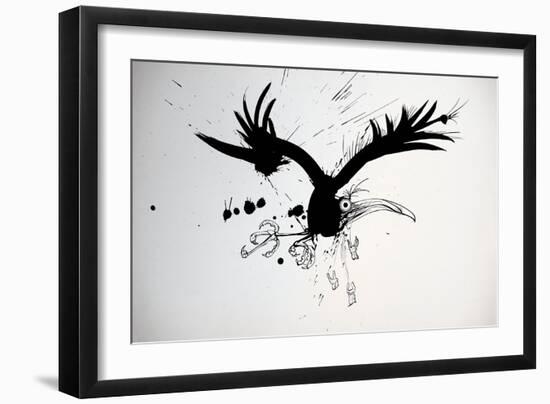 Vulture, nextinctions, folder, 14 (ink on paper)-Ralph Steadman-Framed Giclee Print