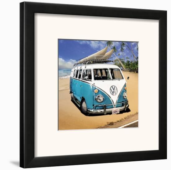 VW Camper Beach-null-Framed Art Print