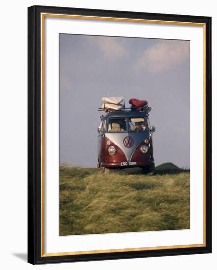 VW Camper Van with Surf Boards on Roof-Dominic Harcourt-webster-Framed Photographic Print